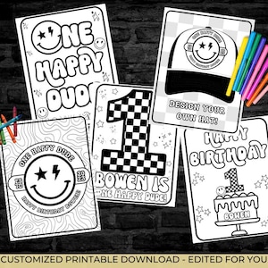 One Happy Dude Coloring Pages, Personalized With Name, Birthday Coloring Pages, One Happy Dude, Custom Party Gifts & Party Favors
