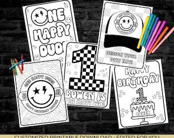 Personalized Birthday Coloring Pages, One Happy Dude Theme (PDF)
