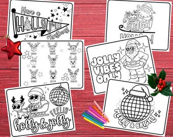 Holiday Vibes Coloring Pages, Instant Download, Coloring Pages for Kids, Holiday Activity