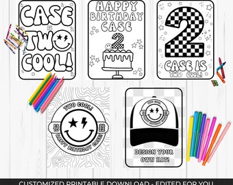 Two Cool Birthday Coloring Pages, Personalized Coloring Pages, Two Cool Birthday Party, Custom Birthday Gift for Kids, Custom Party Favors