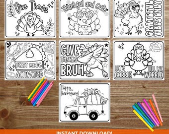 Thanksgiving Coloring Pages for Kids, Turkey, Pumpkin Designs (Instant Download)