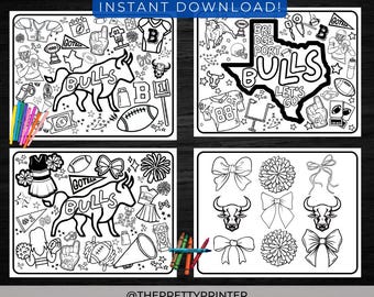Let's Go Bulls Coloring Pages, Bridgeport Bulls, Coloring Pages for Kid's, INSTANT DOWNLOAD