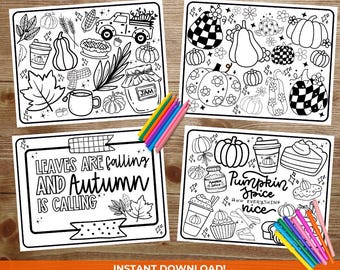 Fall Vibes Coloring Pages, Pumpkin Spice, Groovy Pumpkins, Instantly Download!