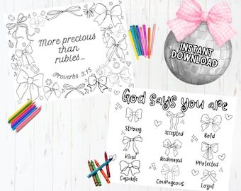 Bible Verse Bow Coloring Pages, Kid's Activity (PDF Pattern)