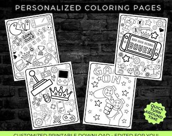 Hojas para colorear personalizadas de Gamer, páginas para colorear, dibujos para colorear para niños, videojuegos, gamer, personalizado