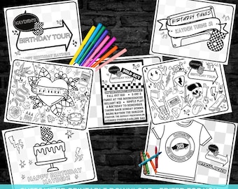Warped Five Birthday Coloring Sheets, Fifth Birthday Tour Party, 5th Birthday, Personalized Coloring Sheets, Personalized Party Favors