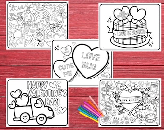 Valentine's Day Coloring Pages: Kids Activity (Instant Download)