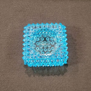 Vintage Mid Century Fenton Glass Blue Hobnail Salt Dip or Votive Holder