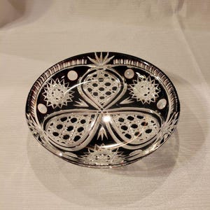 Vintage Czech Bohemian Cut Crystal Dark Ruby Red Cut to Clear Plate or Dish