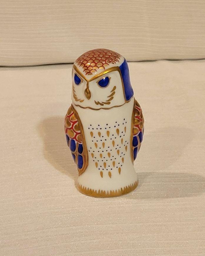Vintage Franklin Mint Porcelain Treasury of Owls Series Imari Owl Figurine