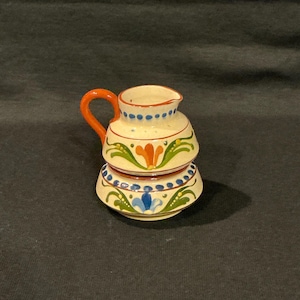 Vintage Set of Torquay Pottery England Motto Ware Stackable Creamer and Sugar Bowl