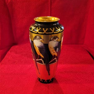 Antique Art Deco T&V Limoges Porcelain Hand Painted Birds Vase