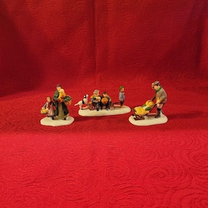 Vintage Department 56 Heritage Village Collection &quot;Market Day&quot; 3 Porcelain Figurines