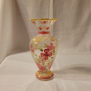 Vintage Tracy Porter Hand Painted Glass Vase with Label