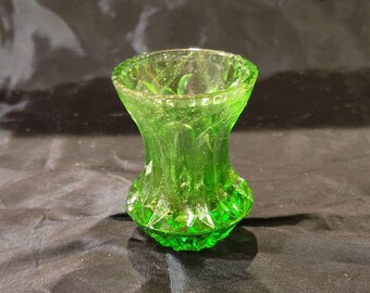 Vintage Fluted Emerald Green Glass Toothpick Holder