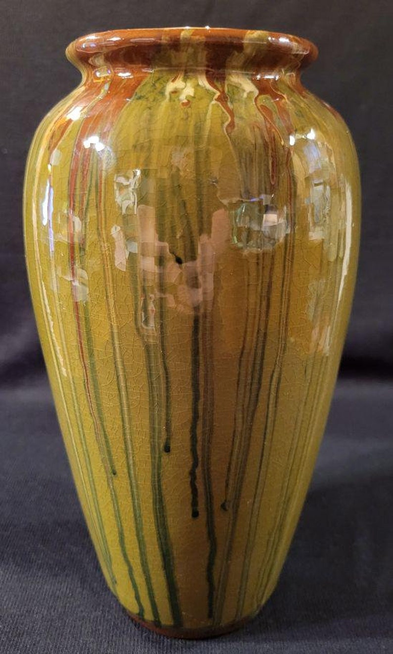 Antique Circa 1920's Peters and Reed Pottery Shadow Ware Vase Olive ...