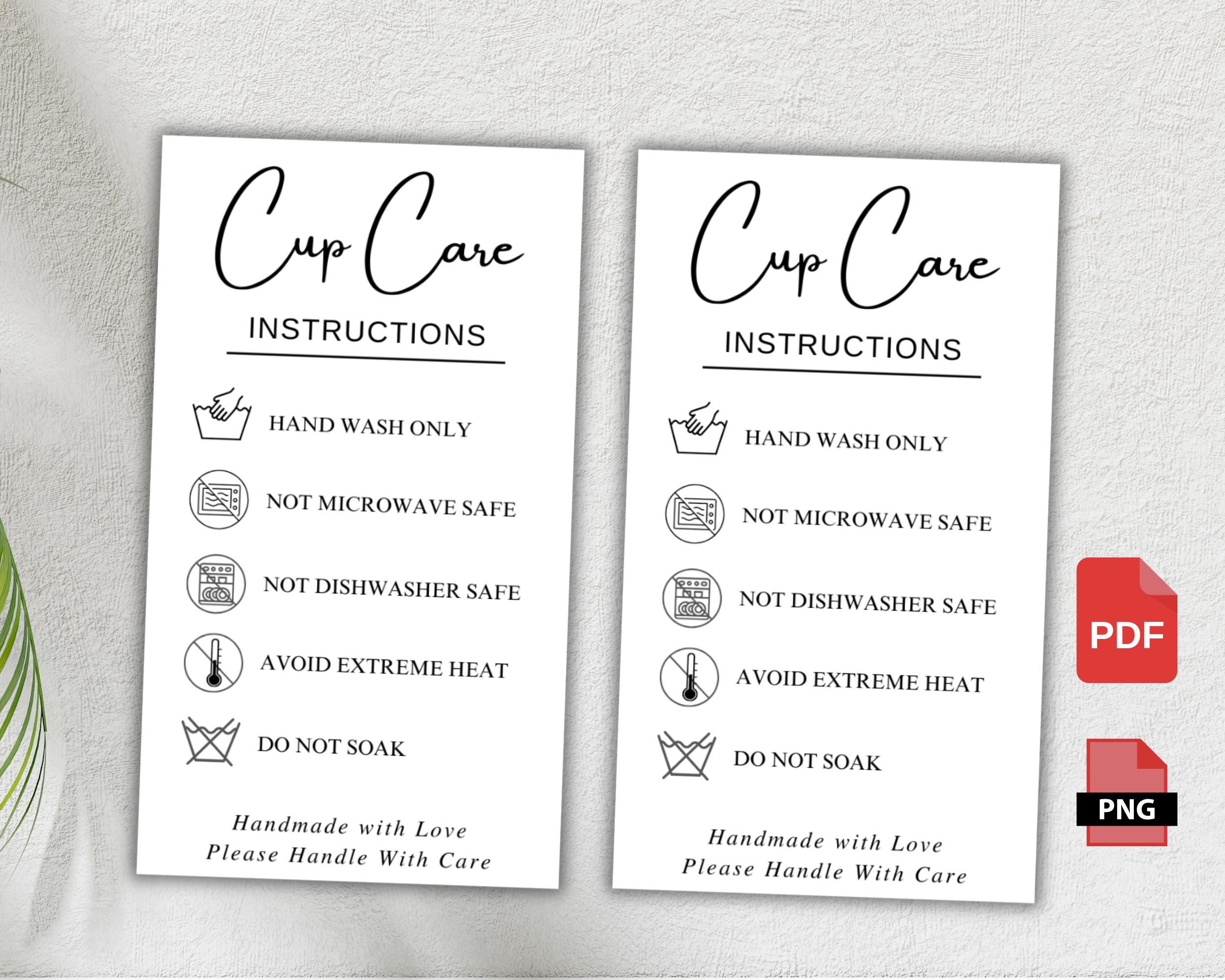 Tumbler Cup Care Instructions Card Printable, Tumbler Care Card ...
