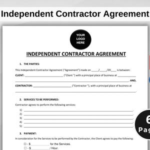Independent Contractor Agreement Template Printable. Editable Independent Contractor Contract. PDF, MS Word & Google Docs. Instant Download.