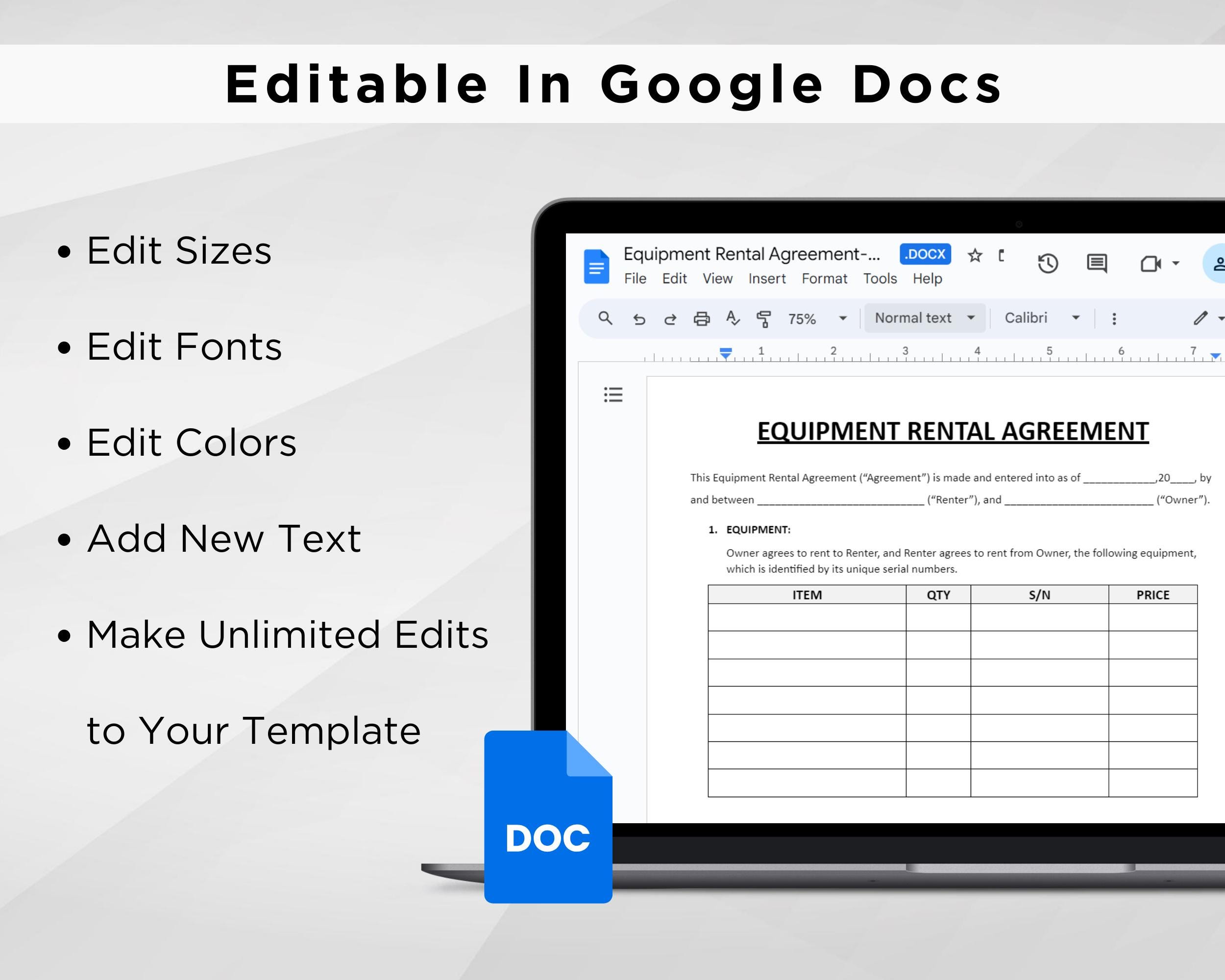 Equipment Rental Form Template.pdf Equipment Rental Agreement Templates. Equipment Rental Contract Form ...
