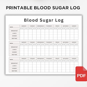Könnte beinhalten: Druckbarer Blutzucker-Logbuch mit drei Wochen täglicher Verfolgung. Jeder Tag hat Spalten für vor und nach den Mahlzeiten, einschließlich Frühstück, Mittagessen, Abendessen und Schlafenszeit.