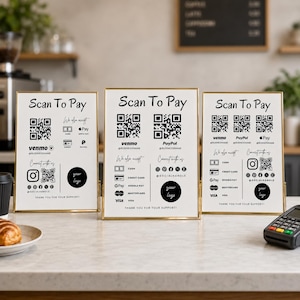 Skanna för att betala-skyltpaket, redigerbara QR-kodsbetalningsmallar för småföretag, utskrivbar Canvas-nedladdning