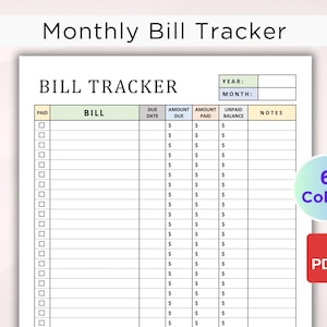 Monthly Bill Tracker. Bill Payment Checklist Tracker. Printable Bill Pay Organizer. Bill Payment Tracker. Bills Checklist. Instant Download