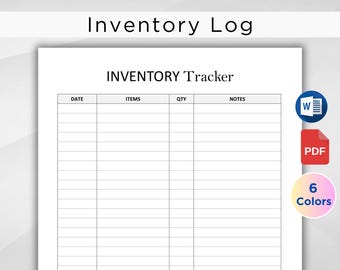 Printable Inventory Log, Small Business Inventory Tracker, Product Inventory Template, Inventory Management Sheet, PDF Word