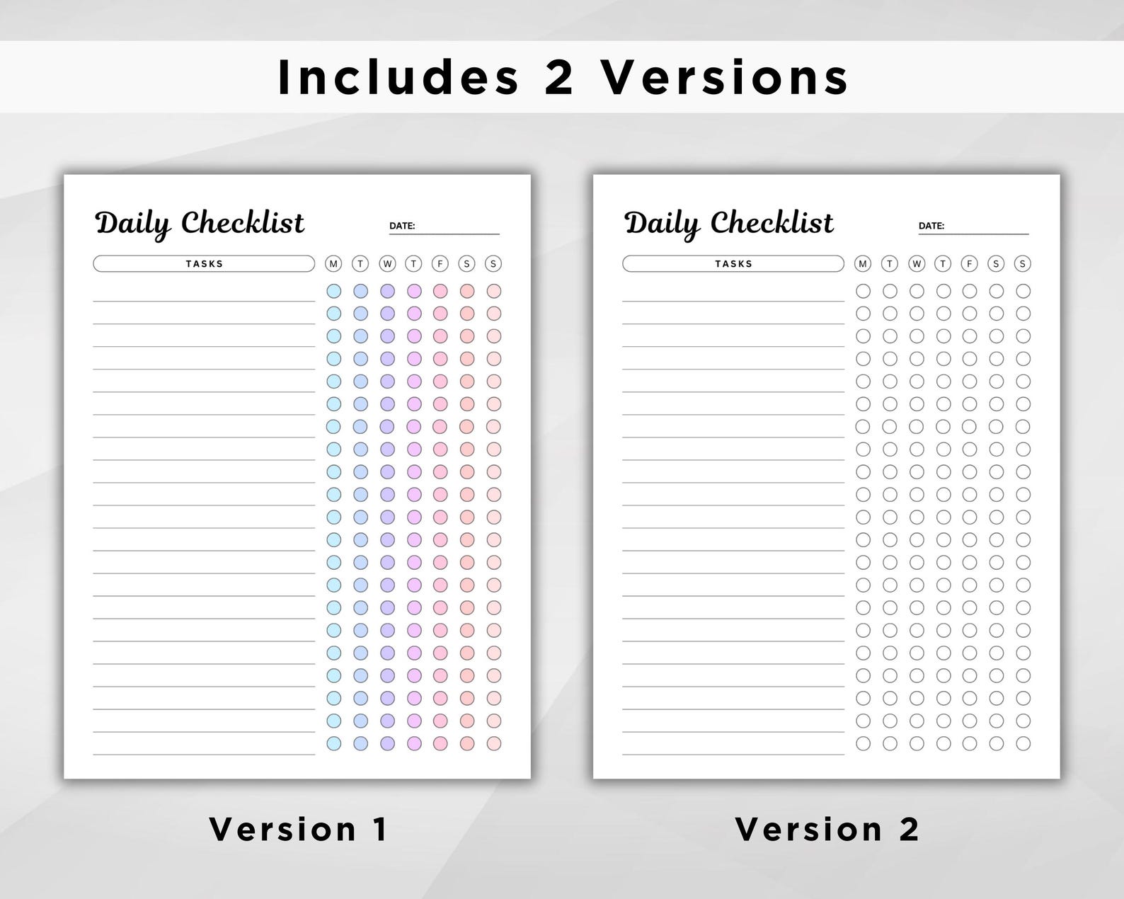 Daily Task Checklist Template. Print at Home Weekly Habits. Weekly to ...