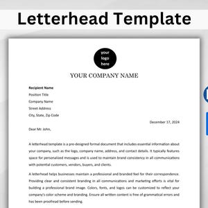 Plantilla de membrete. Plantilla de membrete comercial editable. Membrete moderno/profesional. Formulario de membrete de empresa personalizado. Documentos de Google/WORD