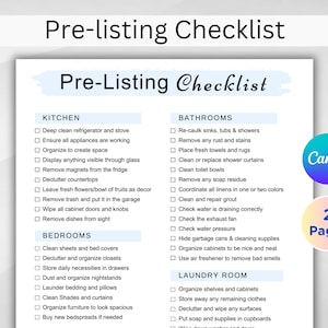 Pre-listing Checklist. Real Estate Prelisting Template. Sellers Agent. Realtor Templates. Home ...