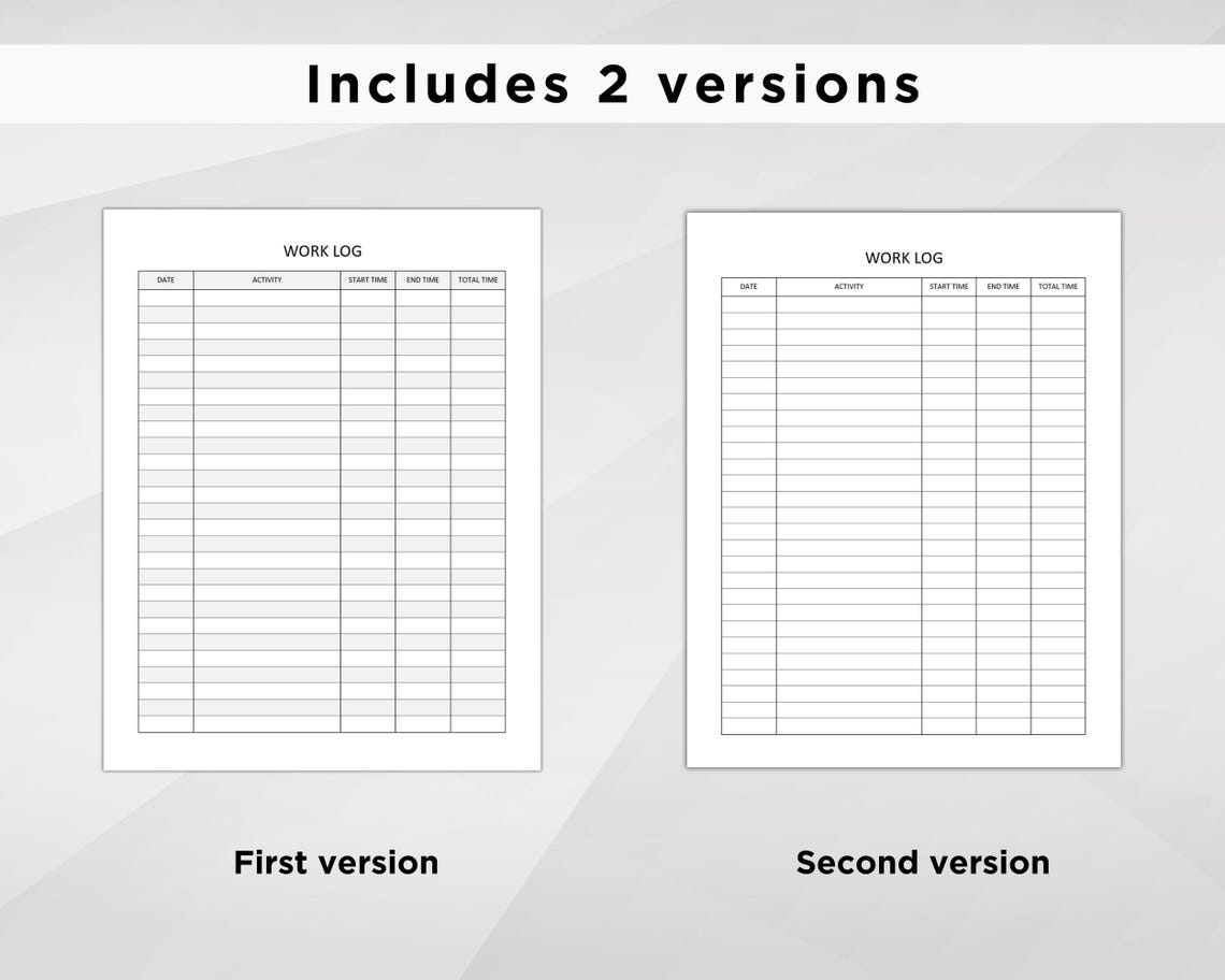 Work Log Printable. Time Sheet Log. Time Tracker. Working Hours Log ...
