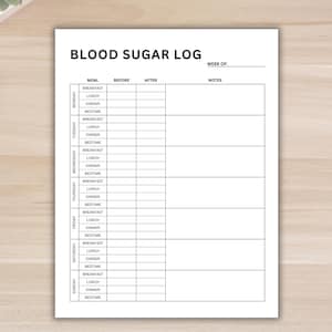 PRINTABLE Blood Sugar Tracker. Blood Glucose Tracker. Diabetic Log. Diabetes Tracker. Weekly Sugar Tracker. Glucose Log. Instant Download
