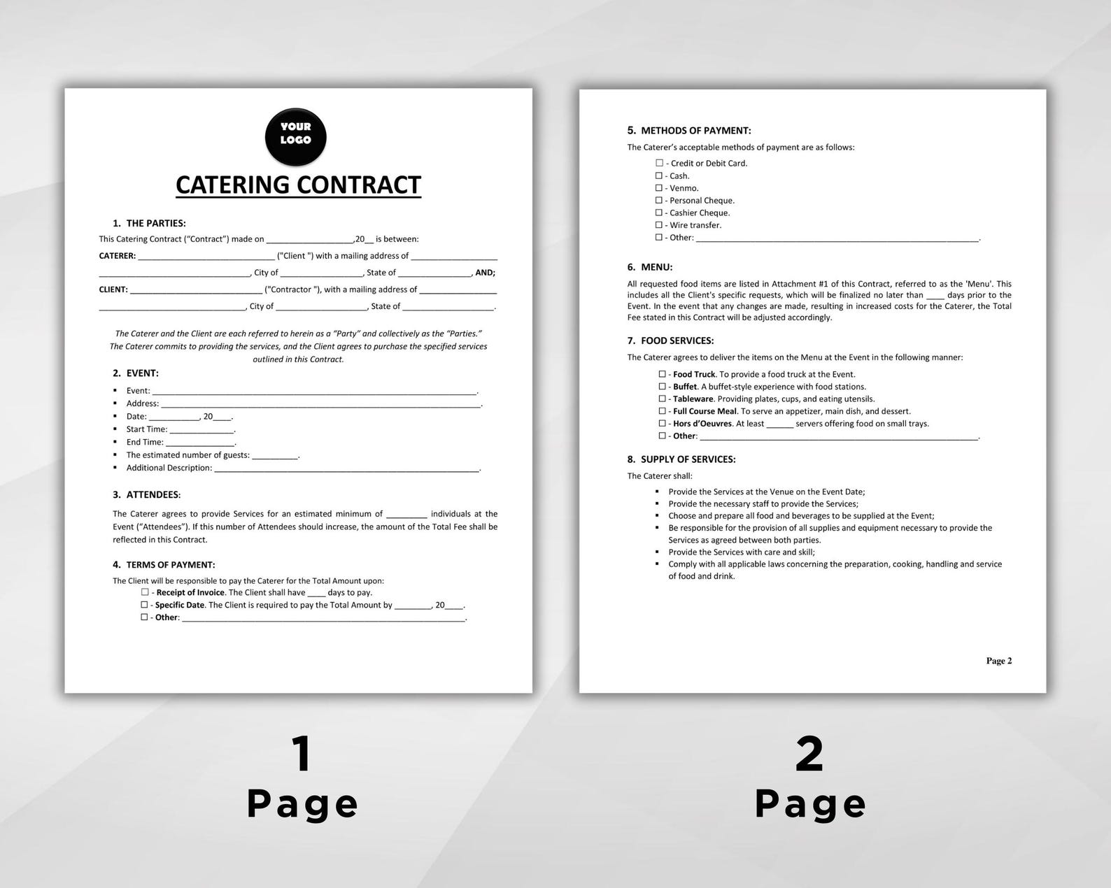 Catering Contract Template. Catering Service Contract. Editable Catering Contract Template. Catering Service Contract. Editable