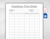 Employee Time Sheet Template Printable. Editable Time Card. Work Schedule Tracker. Employee Timekeeper Sheet. PDF & Word. Instant Download
