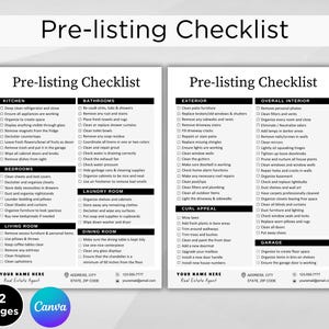 Editable Pre-listing Checklist. Realtor Template. Home Seller Checklist ...