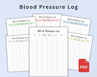 Blood Pressure Log Editable Printable, Blood Pressure Tracker, Medical Tracker, BP Tracker, Daily Blood Pressure, Blood Pressure Chart, PDF