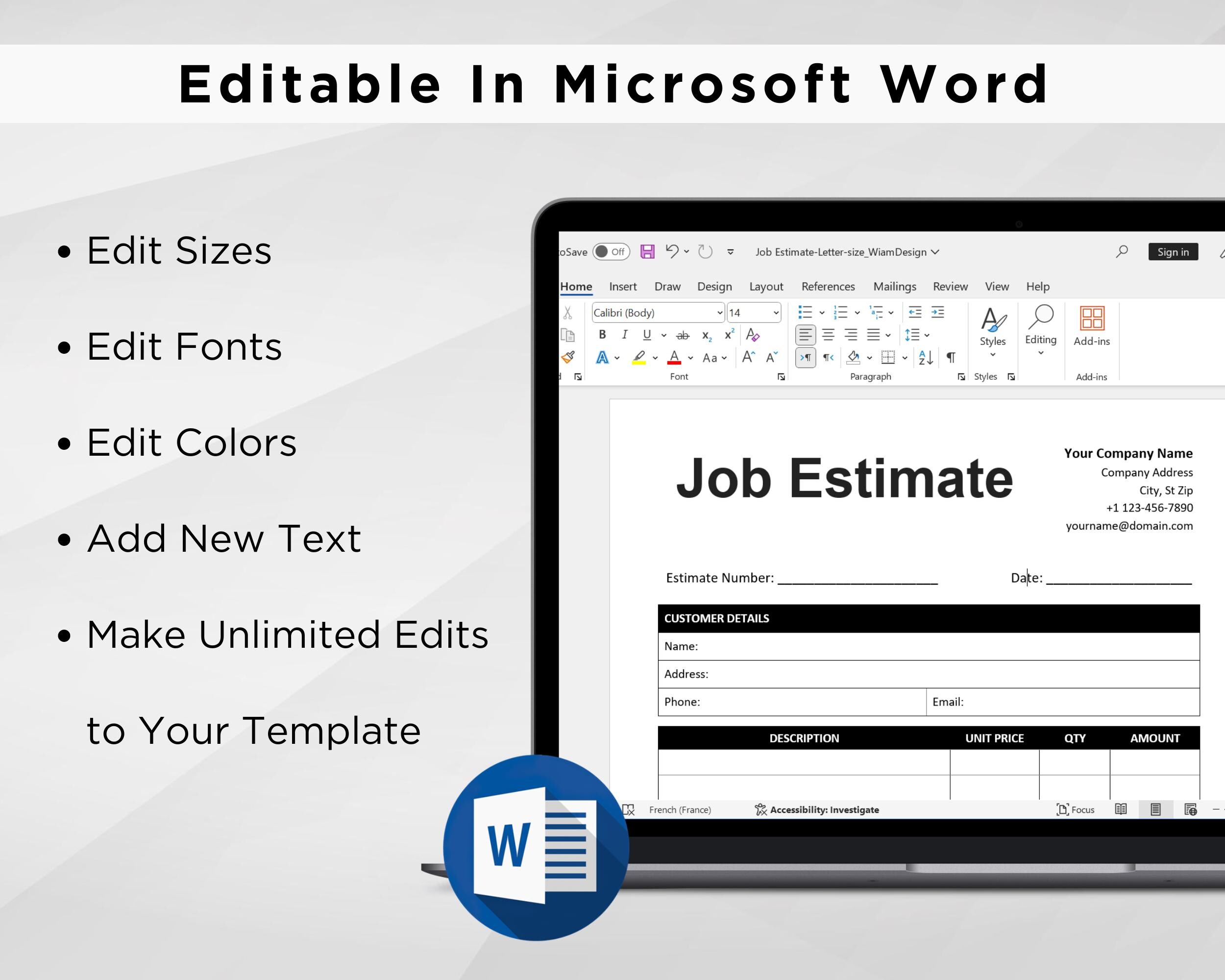 Editable Job Estimate Template. Printable Job Estimate Form Small ...