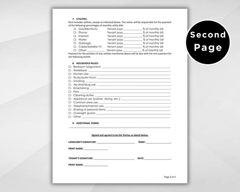 Printable Room Rental Agreement Template. Editable Room Tenancy ...