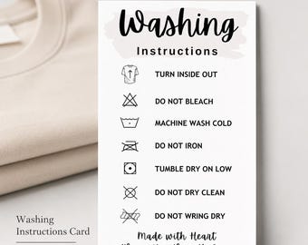 Printable Handmade Care Tags, Washing Instruction Labels for Clothing and Crochet Products, PDF Download