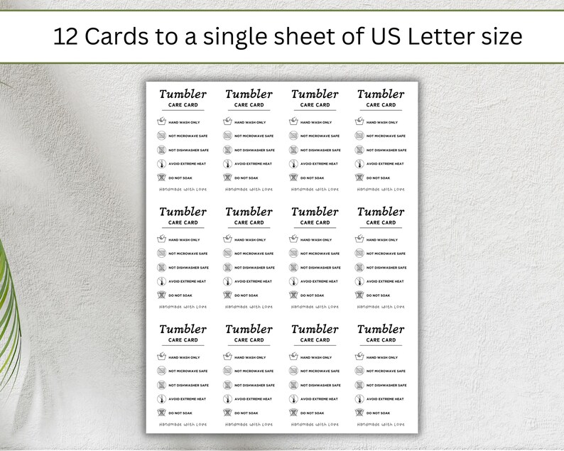Printable Tumbler Care Card Templates for Small Business | Cup Care ...