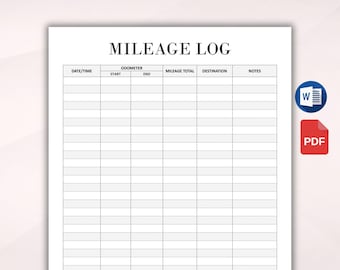 Vehicle Mileage Log Editable. Printable Business Mileage Tracker. Miles Log. Miles Tracker. Vehicle Mileage. Car Mileage. Driving Log PDF.