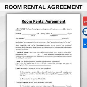 Room Rental Agreement Template. Editable Room Tenancy Agreement. Roommate Room Rental Agreement. Room Rental Contract. Printable Tenant Room