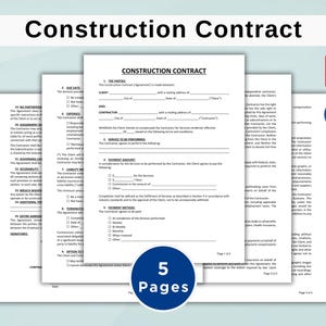 Construction Contract Agreement Templates. Construction Template. Contractor Agreement Form. Editable PDF WORD Google Docs. Instant Download