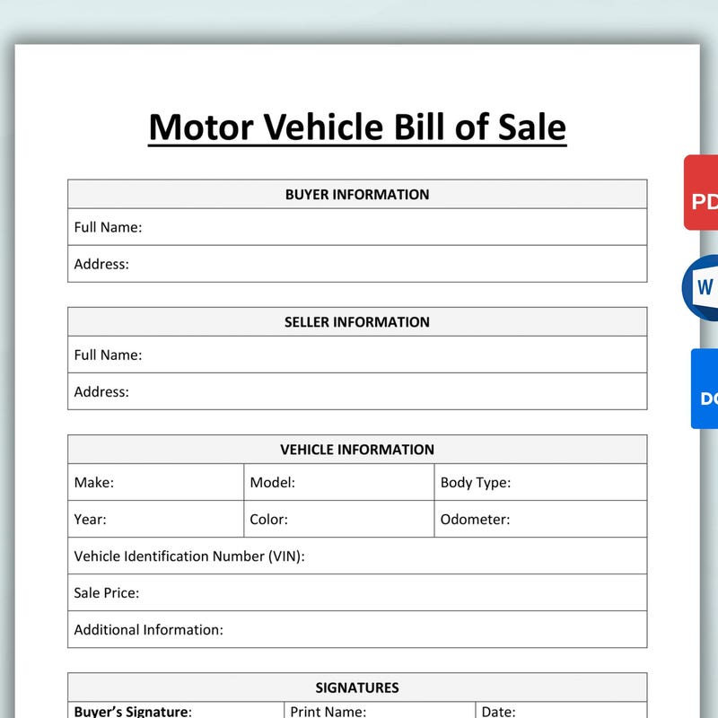 Use Bill of Sale for Car Etsy Use Bill of Sale for Car Etsy