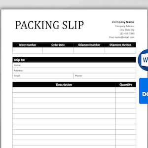 Packing Slip Template. Editable Small Business Packing Slip Template. Printable Order Tracker Form. Google Docs/MS Word. Instant Download