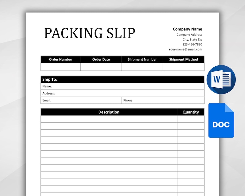 Packing Slip Template. Editable Small Business Packing Slip Template ...