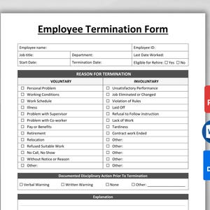 EDITIERBARE Mitarbeiterkündigungsformular. Druckbares Mitarbeiter Off Boarding Formular. HR Mitarbeiter kündigen. PDF Word Google Docs. Sofort Download