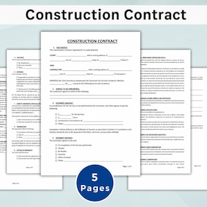 Contractor Agreement Template, Construction Contract and Building Project Agreement, Microsoft Word, Google Docs & PDF