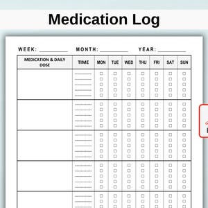 Registro de medicamentos imprimible. Registro de medicamentos. Hoja diaria de medicamentos. Lista de medicamentos. Horario de medicamentos. A4/Carta. PDF. Descarga instantánea.