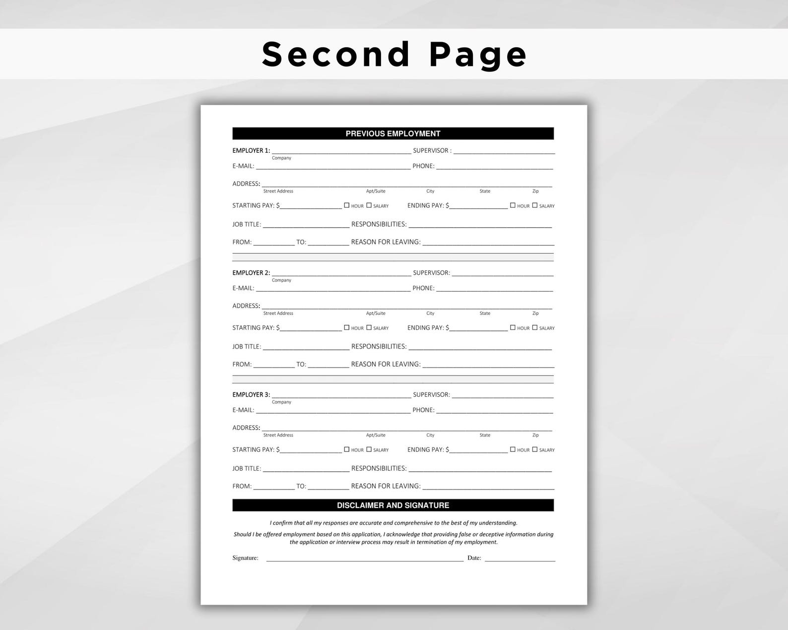 Printable Job Application Template. HR Template. Recruitment Selection ...